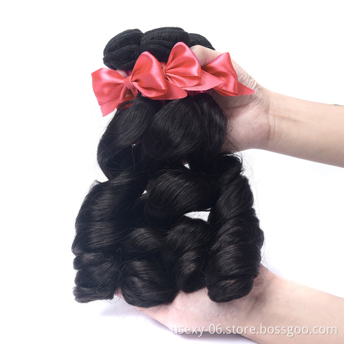 Usexy Top Quality 100% Human Hair Bundles Loose Wave Raw Malaysian Hair Bundles With Closure